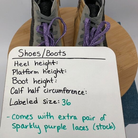 P448 Black + Gold Glitter High top sneakers purple sparkly or grey laces Size 6 - Picture 15 of 16
